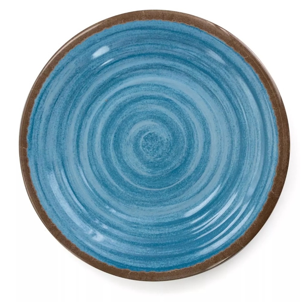 Elama Rippled Tides 12 Piece Lightweight Melamine Dinnerware Blue Beachy Coastal - Picture 3 of 4